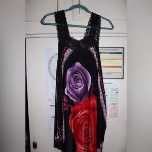 Elegant Black and Red Rose Dress